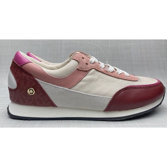 MICHAEL Michael Kors Women's Callan Trainers Cinnamon Maroon White Pink Size 9.5 - Picture 3 of 7